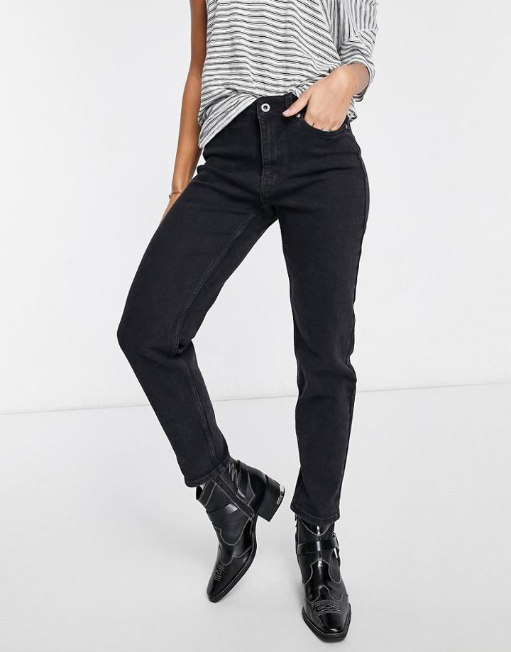 Only Erica Slim Straight Leg Jeans In Black