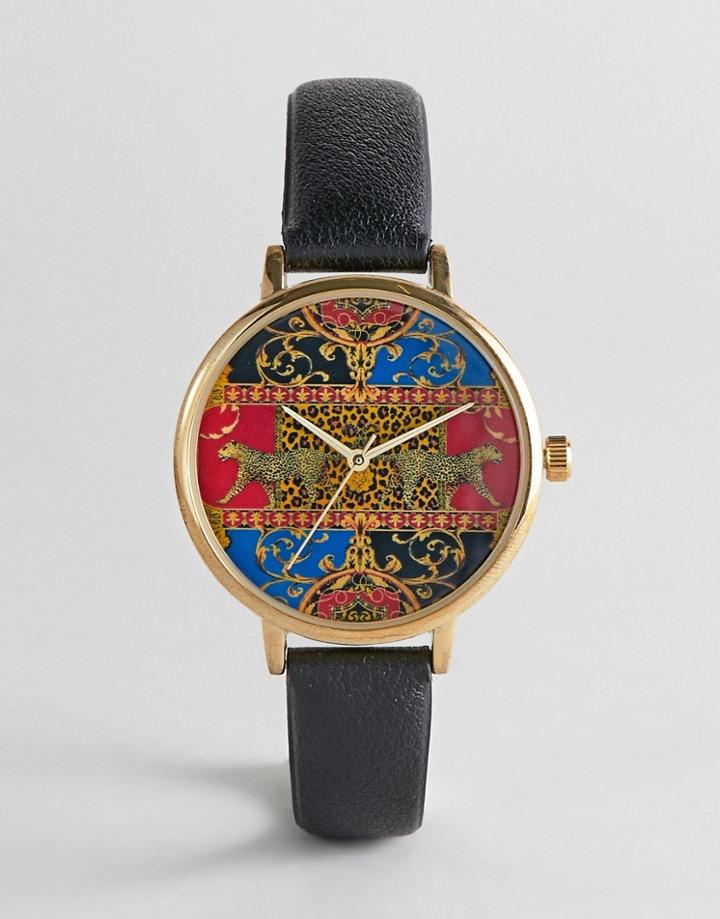 Asos Design Watch With Vintage Style Print - Multi