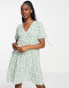 Qed London V-neck Tiered Smock Dress In Daisy Print-multi