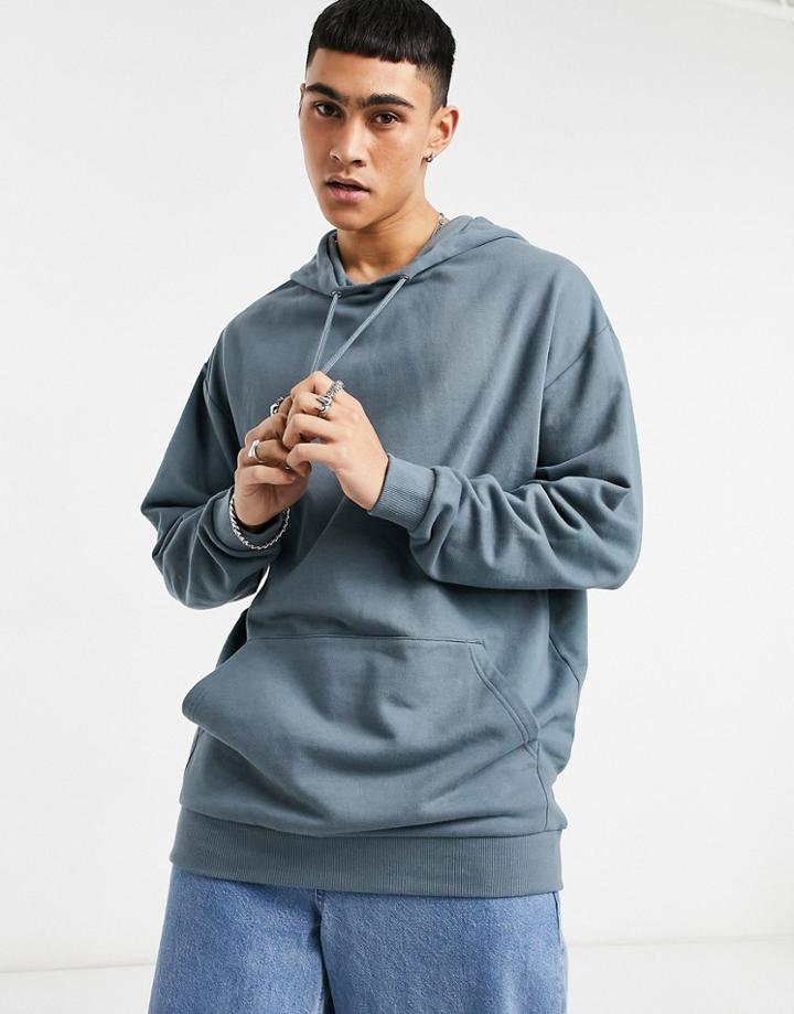 Asos Design Oversized Longer Length Hoodie In Gray-grey