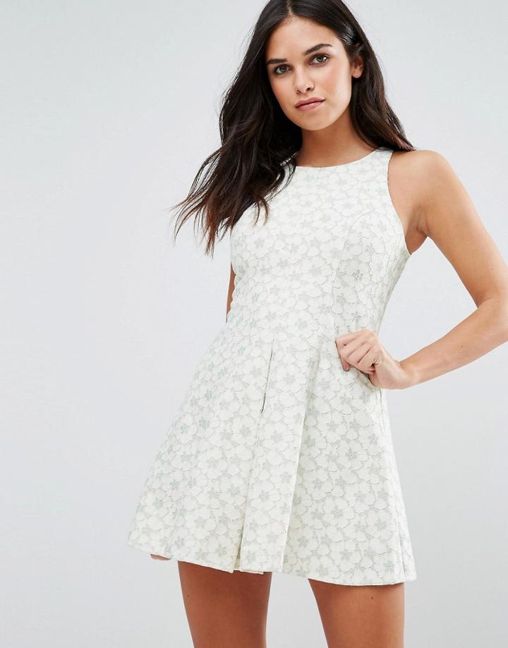 Traffic People Floral Skater Dress - Green