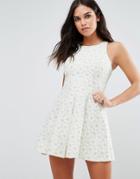 Traffic People Floral Skater Dress - Green