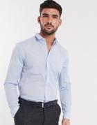 New Look Long Sleeve Poplin Shirt In Blue-blues