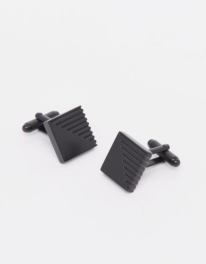 Asos Cufflinks With Stripe In Black - Black
