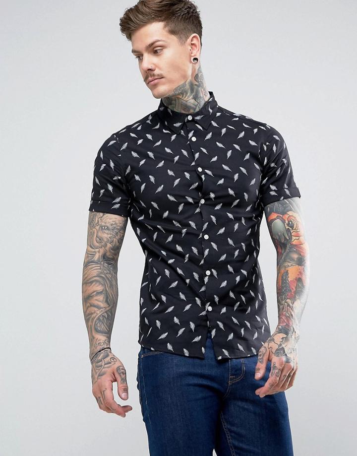 Dead Vintage Feather Print Shirt - Black