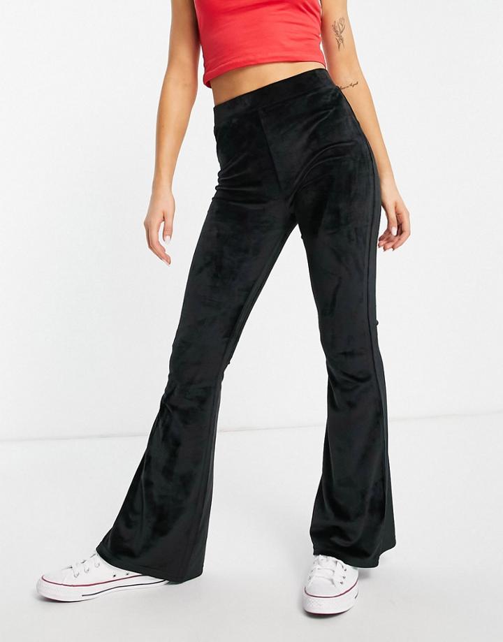 Miss Selfridge Velour Kickflare Pant-black