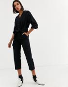 Allsaints Utility Denim Jumpsuit With Short Sleeves-black