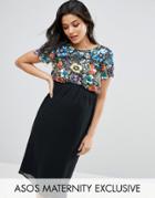 Asos Maternity Multi Embellished Bodice Midi Dress - Blue