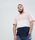 Jack & Jones Originals Plus T-shirt With Block Panels - Pink