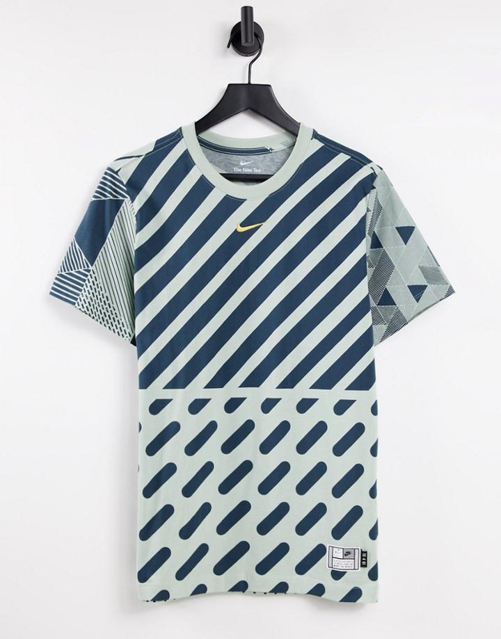 Nike X Serena Designcrew All Over Graphic T-shirt In Green/navy