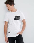 Jack & Jones Core Longline T-shirt With Curved Hem And Graphic - White