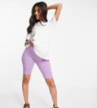 Pieces Maternity Ribbed Legging Shorts In Lilac-purple