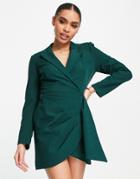 Lavish Alice Wrap Blazer Dress In Emerald Green