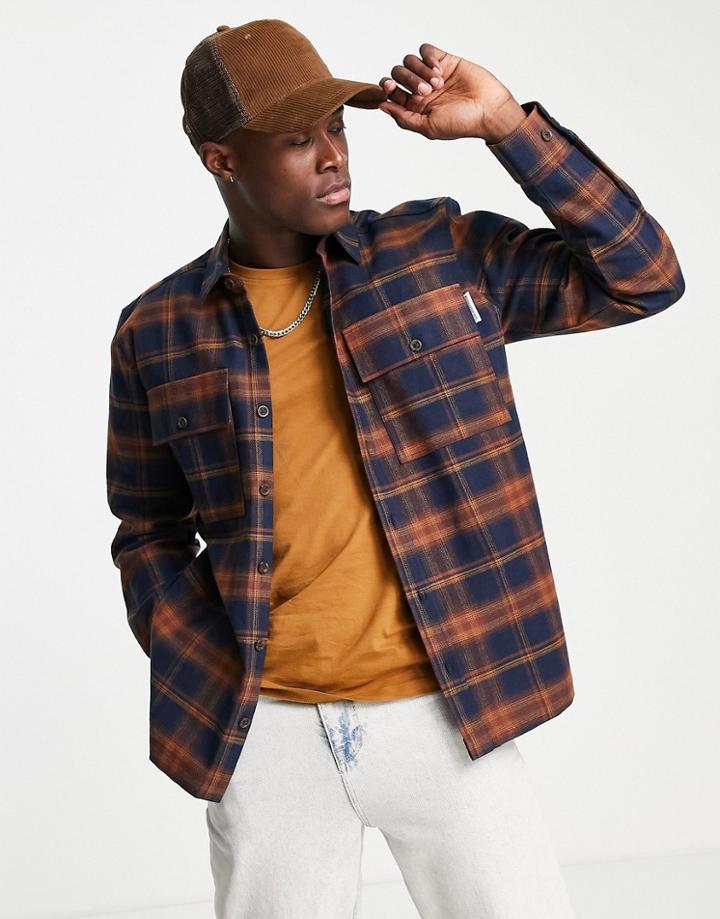 Topman Check Shirt In Navy