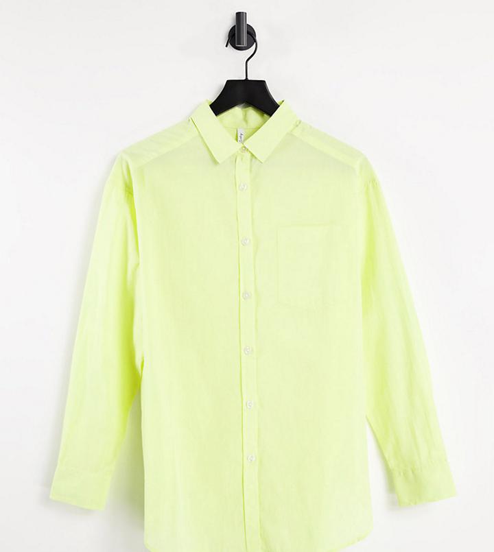 Asyou Cotton Voile Oversized Shirt In Green