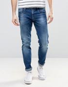 Replay Anbass Slim Fit Jean Mid Blue Wash - Blue