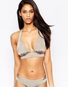 Asos Fuller Bust Exclusive Cut Out Detail Ruched Halter Bikini Top Dd-g - Tortuga Mink