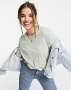 Asos Design Ultimate T-shirt With Long Sleeve In Organic Cotton Blend In Sage-green