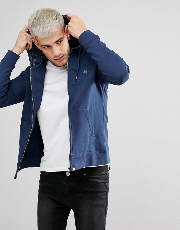 Pretty Green Loopback Hoodie In Navy - Navy