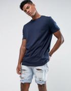 Asos Longline T-shirt In Relaxed Skater Fit - Navy