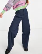 Lola May Wide Leg Tailored Pants 3 Piece In Midnight Blue
