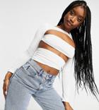 Asyou Cut Out Long Sleeve Top In White