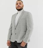 Asos Design Plus Skinny Wool Mix Blazer In Mini Stone Check