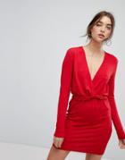 Ivyrevel Long Sleeved Dress With Ruffle Waist - Red