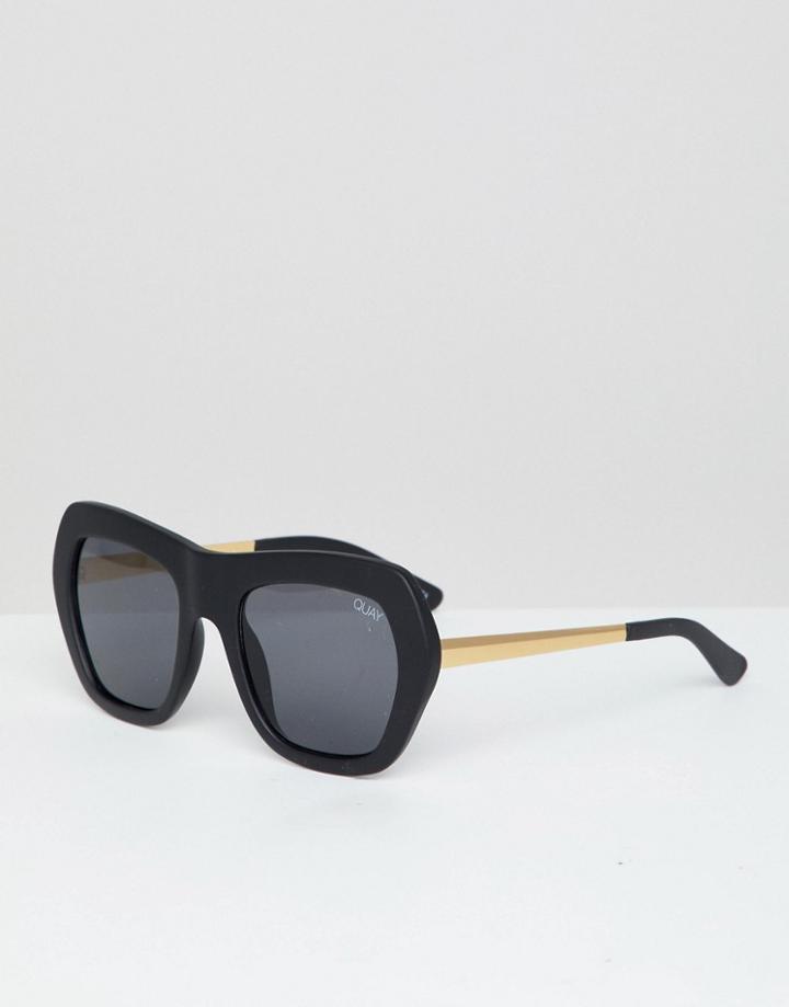 Quay Australia Common Love Round Sunglasses In Black - Black