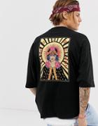 Asos Design Oversized T-shirt With Fotune Teller Back Print-black