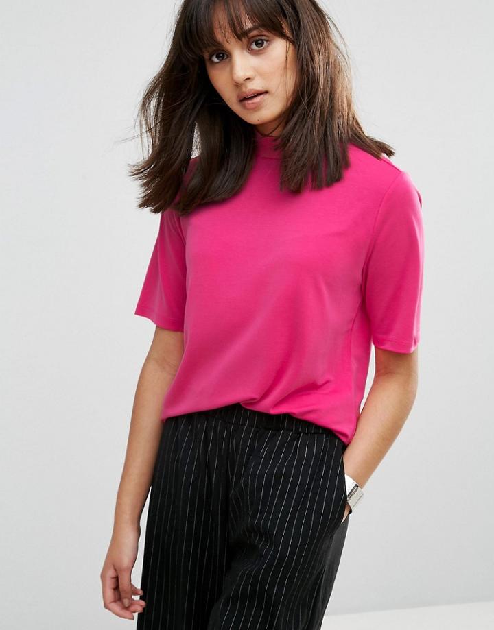 Pieces Paris High Neck Top - Pink