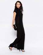Ichi Sleeveless High Neck Maxi Shift Dress - Black