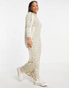 Asos Design Maxi Long Sleeve Dress In Ditsy Floral Print-multi