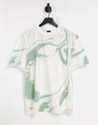 River Island Regular Fit Marble Print T-shirt In White