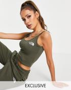 The North Face Cropped Tank Top In Khaki Exclusive At Asos-green