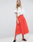 Asos Tailored Linen Prom Skirt - Orange