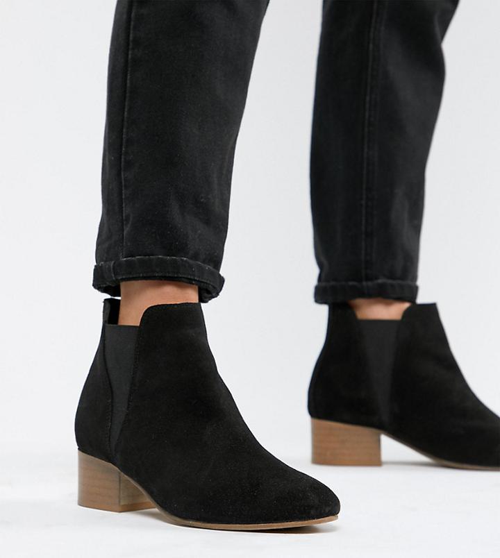 Asos Design Wide Fit Resist Suede Ankle Boots-black