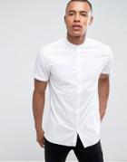 Selected Homme Regular Short Sleeve Grandad Shirt - White
