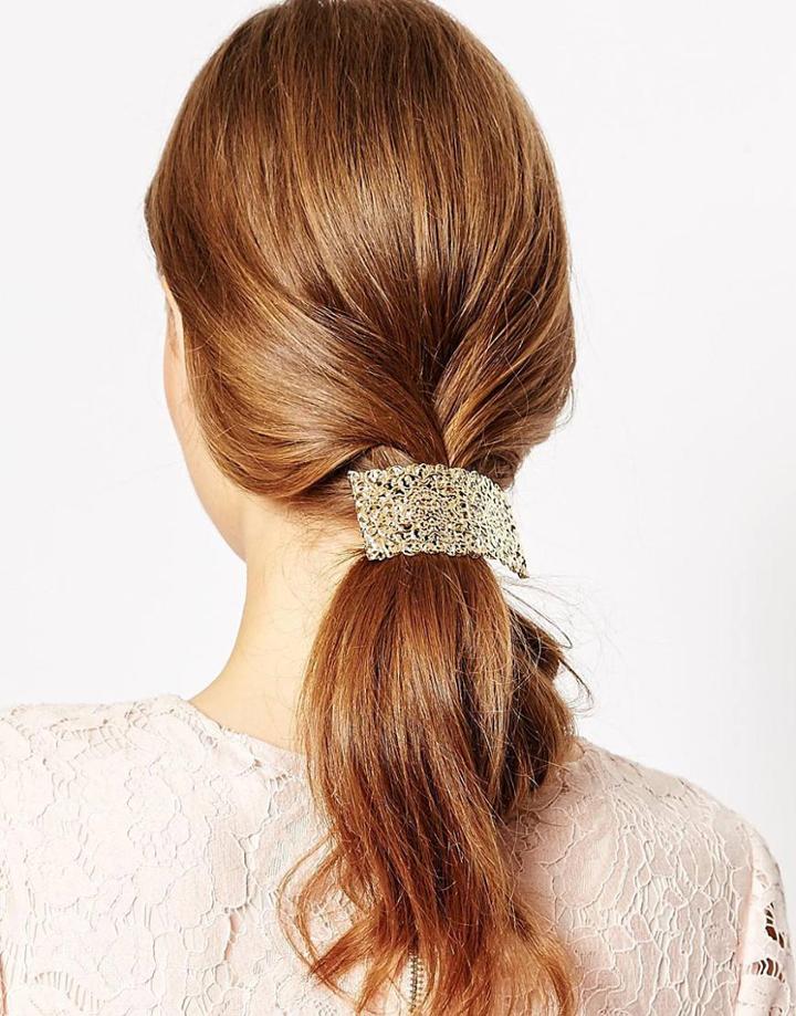 Asos Large Filigree Hair Tie - Gold