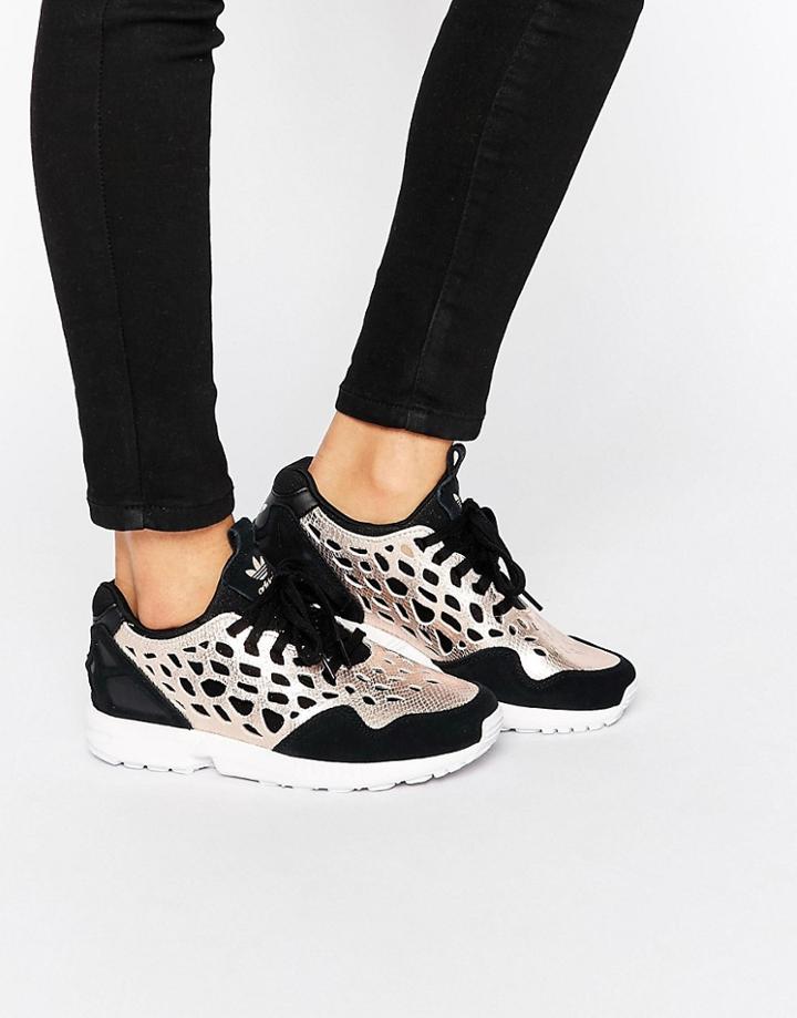 Adidas Originals Black & Gold Zx Flux Lace Sneakers - Black
