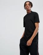 Asos Longline T-shirt With Printed Turtleneck - Black