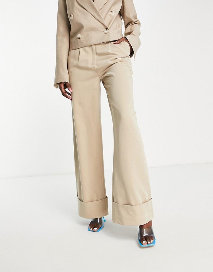 Pretty Lavish Tailored Wide Leg Pants In Beige - Part Of A Set-neutral