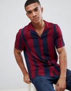 New Look Shirt In Burgundy Stripe - Red