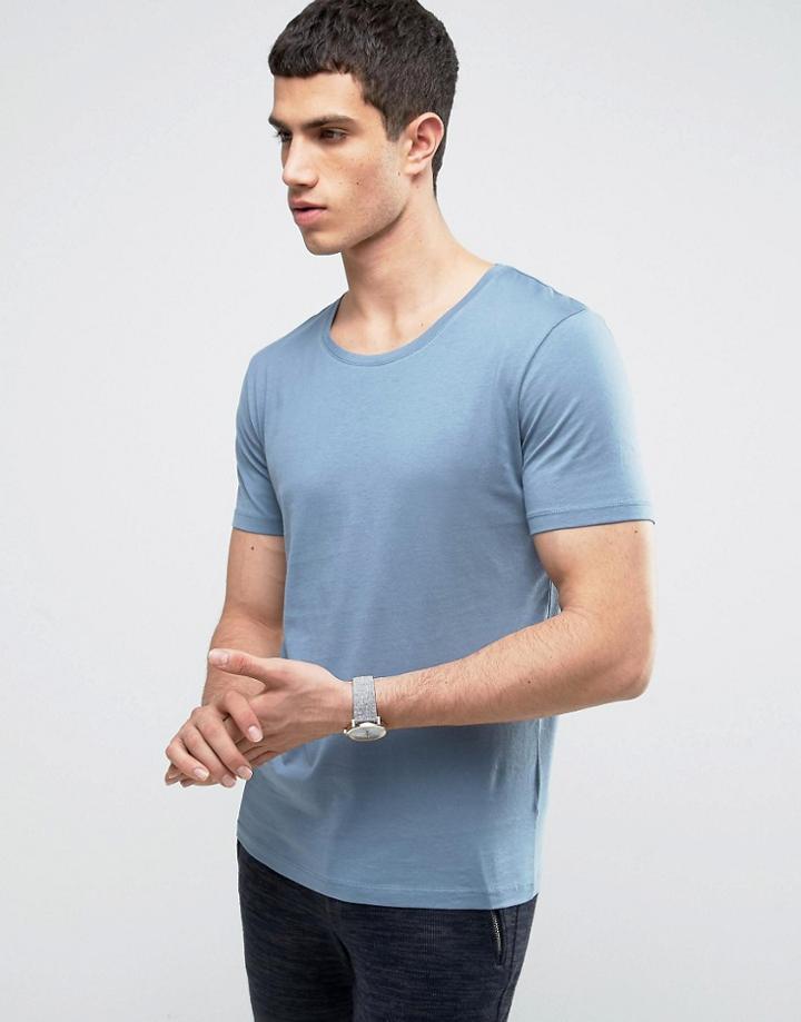 Selected Homme T-shirt In Pima Cotton - Blue