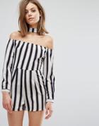 Influence Romper With Choker Neck - Black