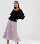 New Look Pleated Midi Skirt In Lilac-purple