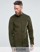 Heart And Dagger Grandad Shirt In Cord - Green