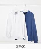Asos Design Oversized Hoodie 2 Pack In Blue/white-multi