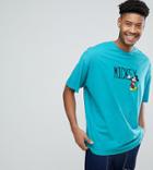 Asos Tall Mickey Mouse Oversized T-shirt With Embroidery - Blue