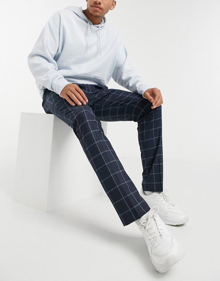 Selected Homme Suit Pants In Slim Fit Navy Windowpane Check
